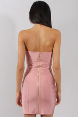 Pink Bandage Bandeau Mini Dress - Cherise-Dresses