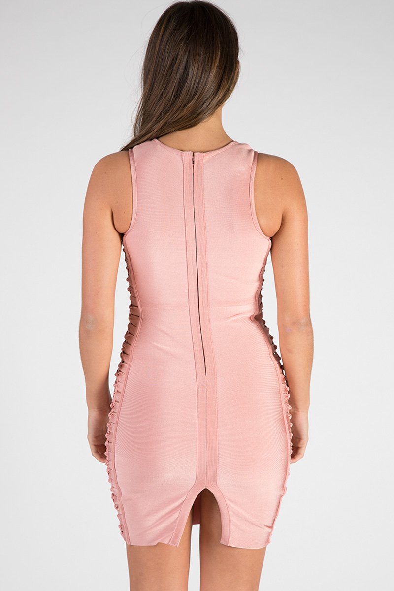 Pink Bandage Side Knotted Mini Dress - Talia-Dresses