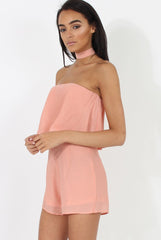 Pink Bandeau Choker Playsuit - Ellen-Playsuits