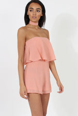 Pink Bandeau Choker Playsuit - Ellen-Playsuits
