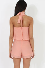 Pink Bandeau Choker Playsuit - Ellen-Playsuits
