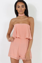 Pink Bandeau Choker Playsuit - Ellen-Playsuits