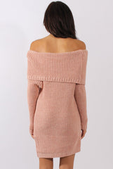 Pink Bardot Heavy Knit Jumper Dress - Suzy-Jumper