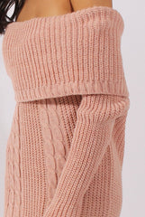 Pink Bardot Heavy Knit Jumper Dress - Suzy-Jumper