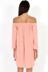 Pink Bardot Split Sleeve Dress - Sharpay-Dresses