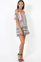 Pink & Black Print Bardot Dress - July-Dresses