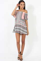Pink & Black Print Bardot Dress - July-Dresses