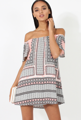 Pink & Black Print Bardot Dress - July-Dresses
