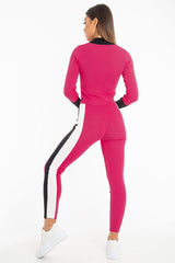 Pink Black and White Striped Tracksuit - Cayla-Co-ords