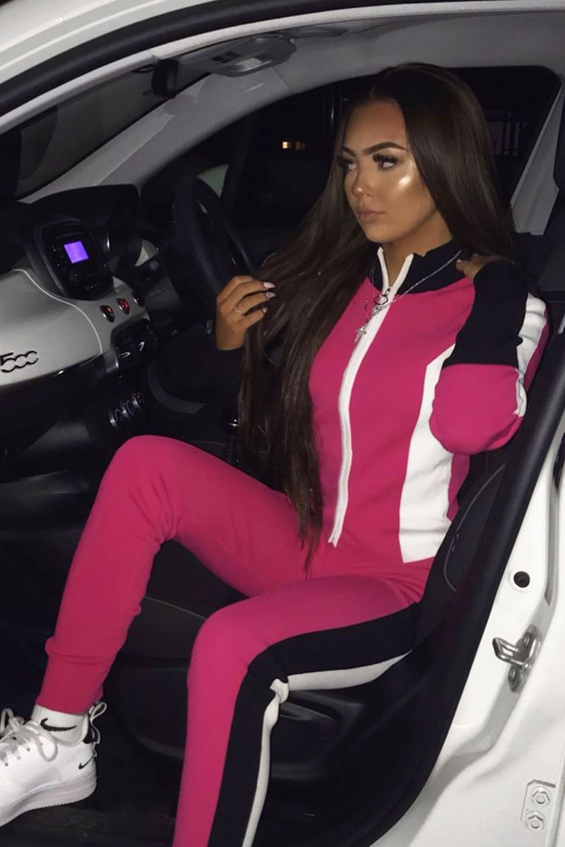 Pink Black and White Striped Tracksuit - Cayla-Co-ords