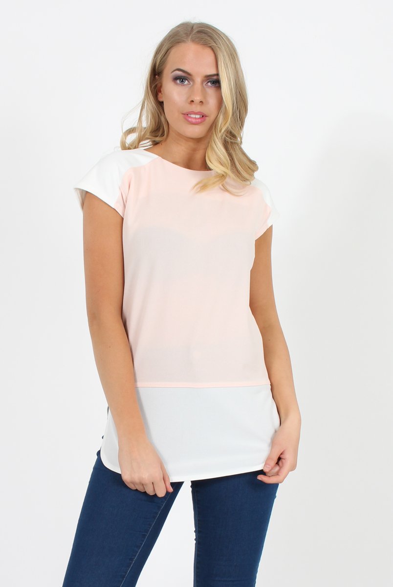 Pink Block Cap Sleeve Tee - Jayla-T-shirt