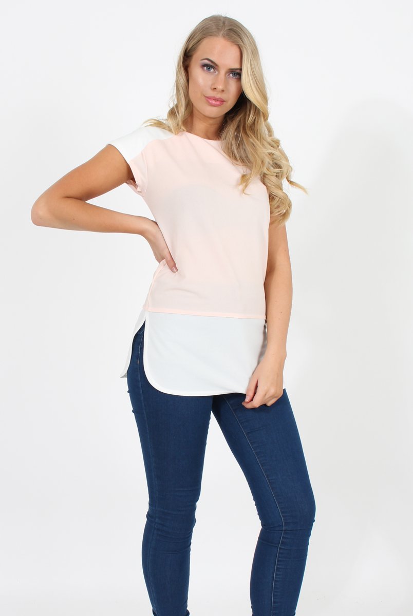 Pink Block Cap Sleeve Tee - Jayla-T-shirt
