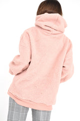 Pink Borg Pocket Front Hoodie - Dezi-Hoodies