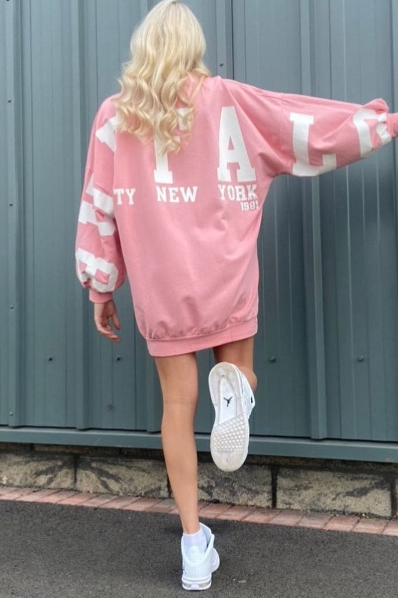 Pink Buffalo New York Slogan Sweater Dress - Nazaria