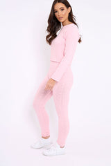 Pink Cable Knit Loungewear Co-ord - Anha-Knitwear