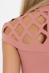 Pink Cage High Neck Bodycon Dress- Kade-Dresses