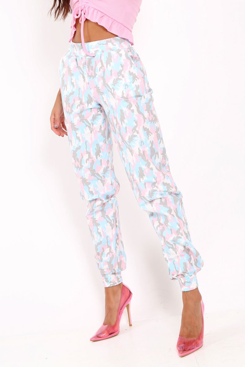 Pink Camo Ankle Cuff Cargo Pants - Jaquie-Trousers