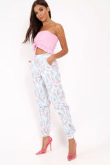 Pink Camo Ankle Cuff Cargo Pants - Jaquie-Trousers