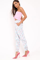 Pink Camo Ankle Cuff Cargo Pants - Jaquie-Trousers