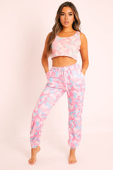 Pink Camo Crop Top Joggers Co-ord - Charna-Loungewear