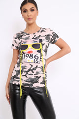Pink Camo Hanging Glasses 1986's T-shirt - Natally-Tops