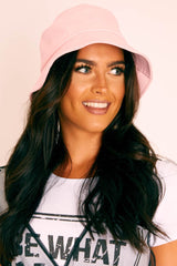 Pink Canvas Stitch Detail Bucket Hat - Jamee-Hats