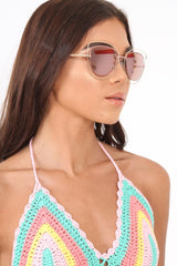 Pink Cat Eye Metallic Sunglasses - Graycie-Sunglasses