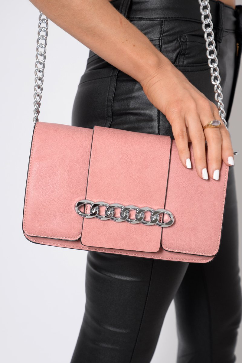 Pink Chain Front Shoulder Bag - Layal-Bags
