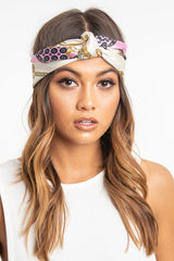 Pink Chain Print Scarf Headband - Zaylie-Hair
