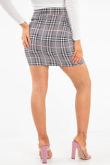 Pink Check Buckle Front Knitted Mini Skirt - Eisley-Skirts