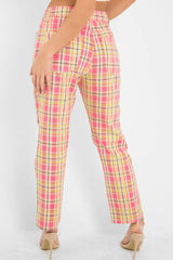 Pink Check High Waist Jeans - Tarryn-Jeans