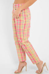Pink Check High Waist Jeans - Tarryn-Jeans
