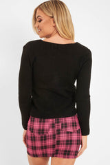 Pink Check High Waist Mini Skirt - Lyra-Skirts