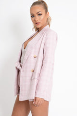Pink Check Woven Blazer - Akeira-Jackets
