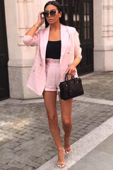 Pink Check Woven Blazer - Akeira-Jackets