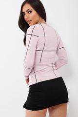 Pink Check Wrap Front Top - Robyn-Tops