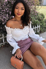 Pink Checked Bodycon Mini Skirt - Adaya-Skirts