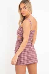 Pink Checked Crop Top - Bianka-Crop Tops
