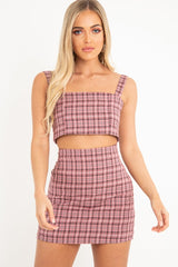 Pink Checked Crop Top - Bianka-Crop Tops