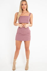 Pink Checked Crop Top - Bianka-Crop Tops