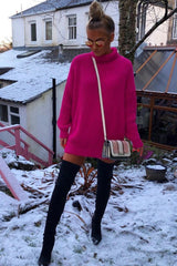 Pink Chunky Knit Jumper Dress - Maci-Dresses