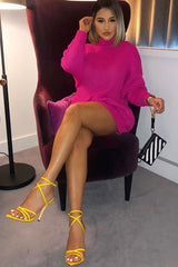 Pink Chunky Knit Jumper Dress - Maci-Dresses