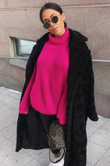 Pink Chunky Knit Jumper Dress - Maci-Dresses