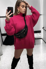 Pink Chunky Knit Jumper Dress - Maci-Dresses