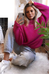 Pink Chunky Knit Jumper Dress - Maci-Dresses