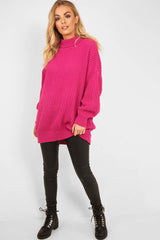 Pink Chunky Knit Jumper Dress - Maci-Dresses