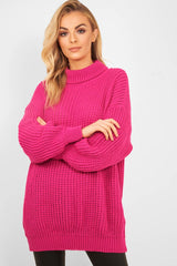 Pink Chunky Knit Jumper Dress - Maci-Dresses