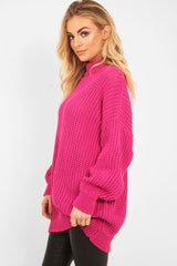 Pink Chunky Knit Jumper Dress - Maci-Dresses