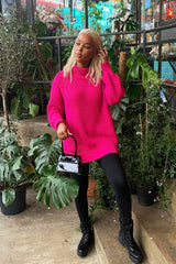 Pink Chunky Knit Jumper Dress - Maci-Dresses