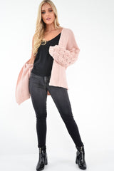 Pink Chunky Knit Oversized Cardigan - Eaden-Cardigans